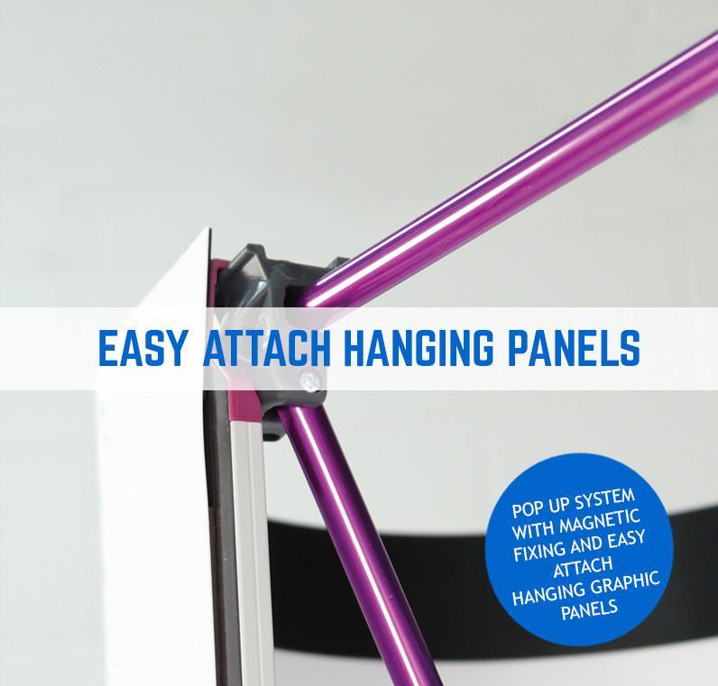 Pop Up Display with Easy Attach Hanging Panels